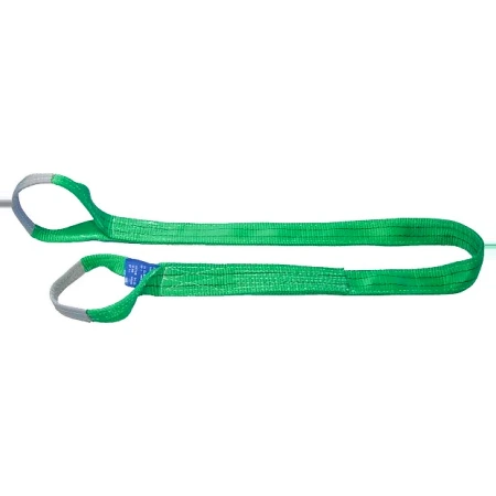 Pair of single use lifting slings with formed flat eyes and reinforced sleeves