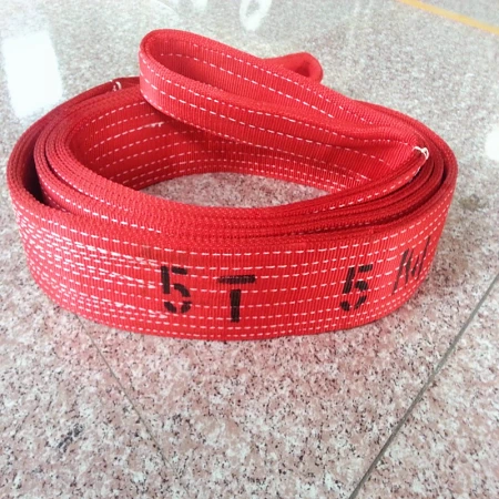 5 tonne red webbing sling coiled for storage and shipping