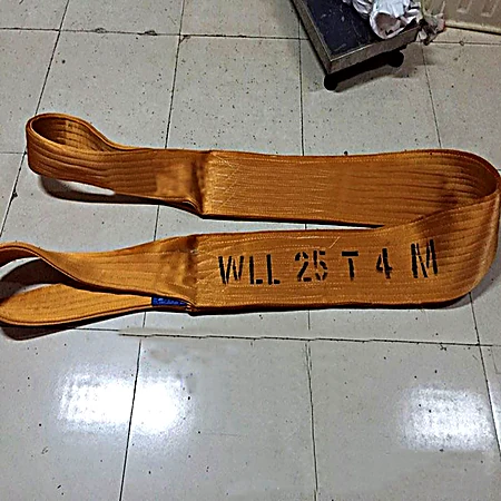 Heavy duty flat web sling printed WLL 25 T 4 M with flat eye at each end