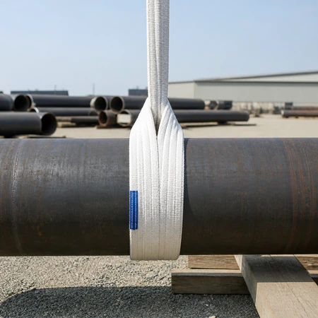 endless web sling choked on steel pipe