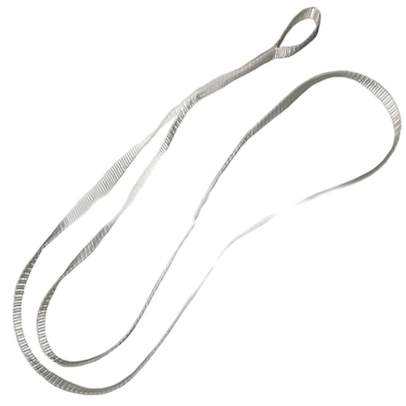 Closed endless sling in silver-grey polyester webbing, the loop form used for pipe and tube