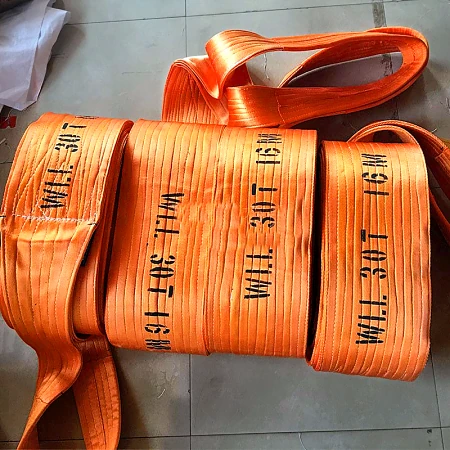 30T polyester webbing strop, WLL 30T, 6 m, rolled 30T polyester webbing slings, 240 mm three-ply orange bands printed WLL 30T 6M, rolled for packing
